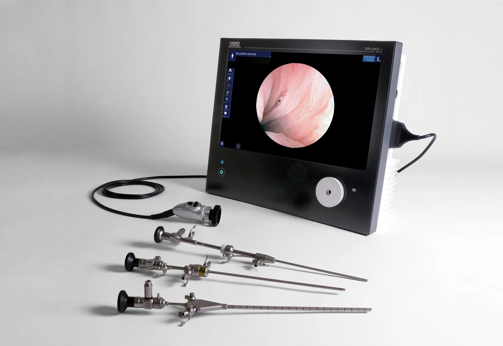 Karl Storz TelePack+ system with camera head and hysteroscopes used for in-office intrauterine surgery at Academia Women's Health